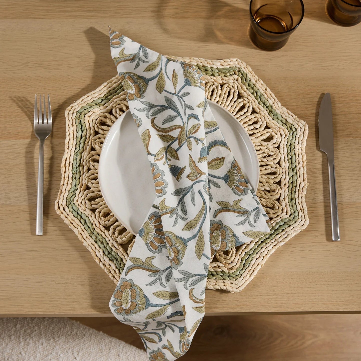 Majorca Natural/Green Woven Placemat