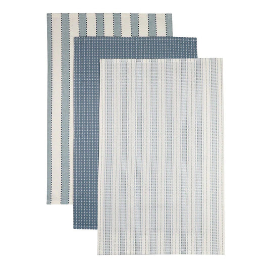 Woven Blue Teatowel Pack/3