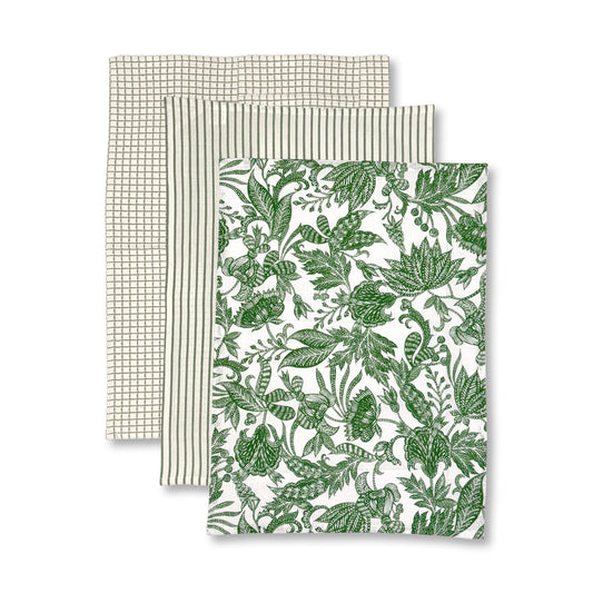 Samara Green Teatowel Pack/3