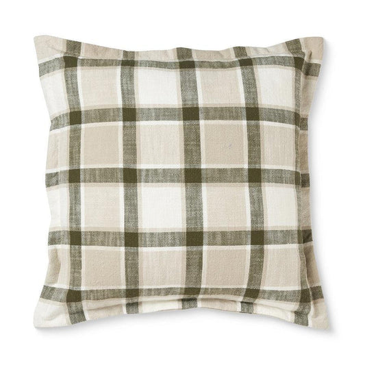 Keaton Green Slub Check Cushion