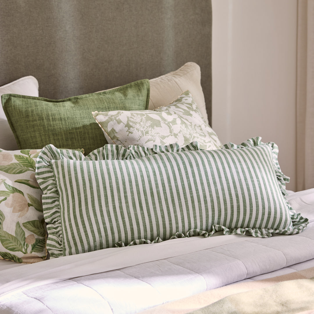 Ruffles Green Cushion 35 x 70cm