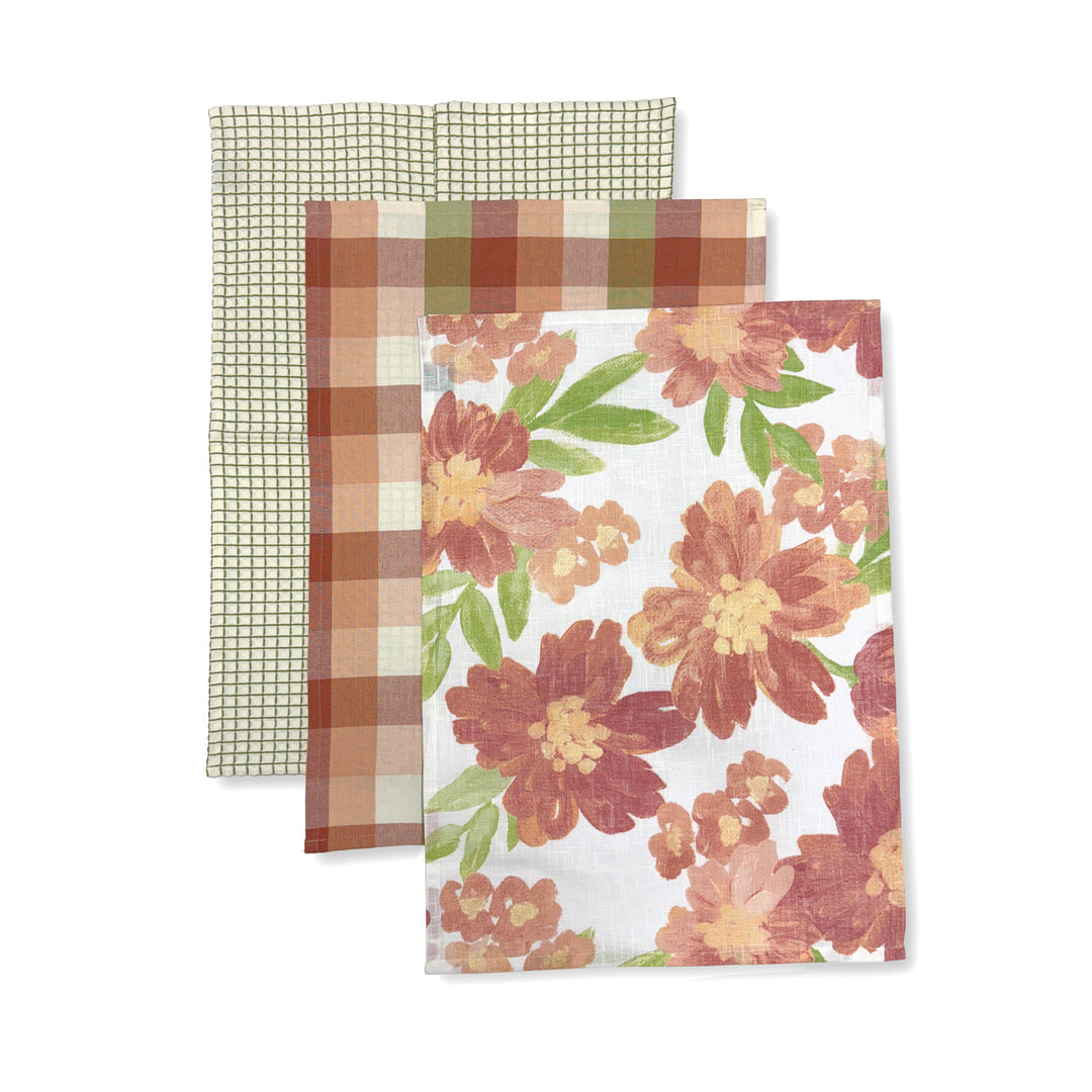 Rosie Large Floral Teatowel Pack/3