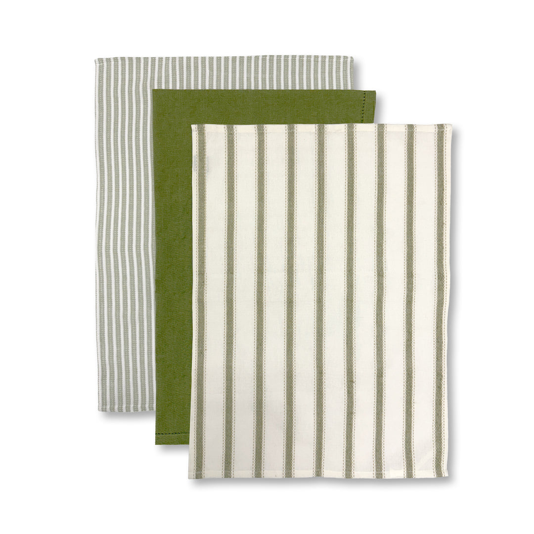 Woven Green Teatowel Pack/3