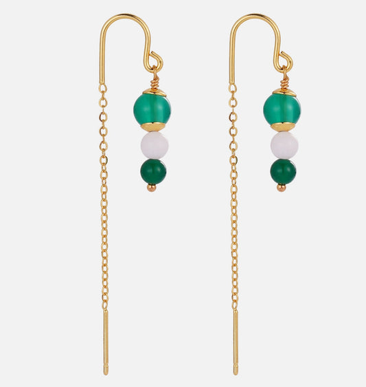 Amelia Thread Earrings Green