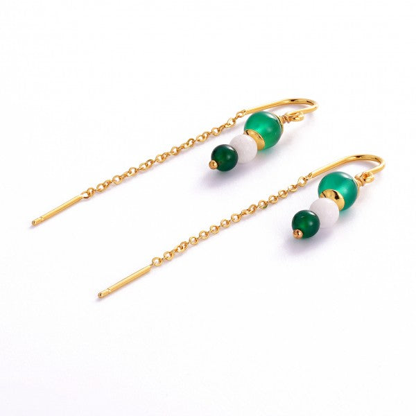 Amelia Thread Earrings Green