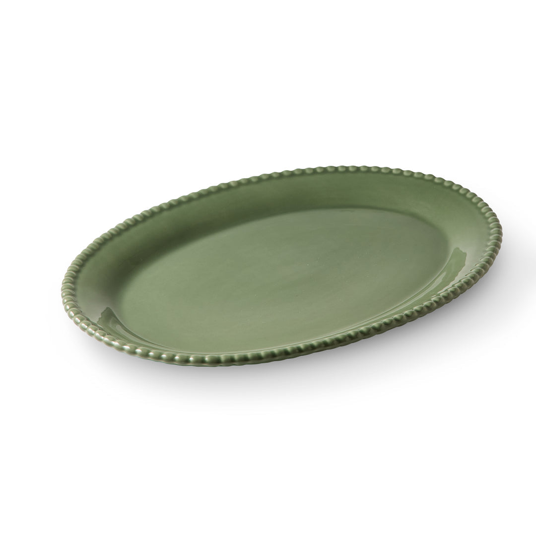 Celeste Green Bobble Oval Platter Large