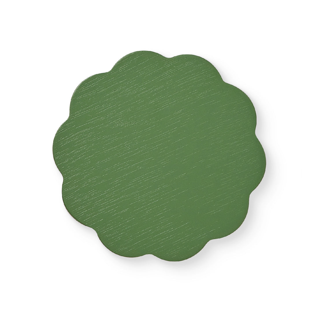 Gracie Green Scallop Wood Coaster