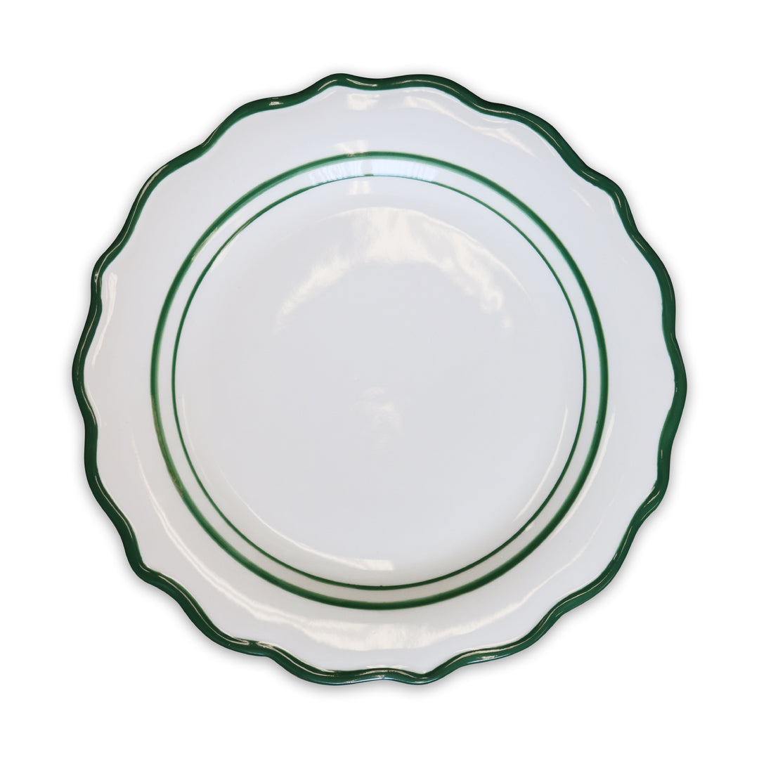 Belle White/Green Handpainted Dinner Plate