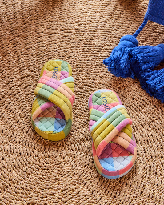 Florida Tartan Quilted Velvet Adult Slipper