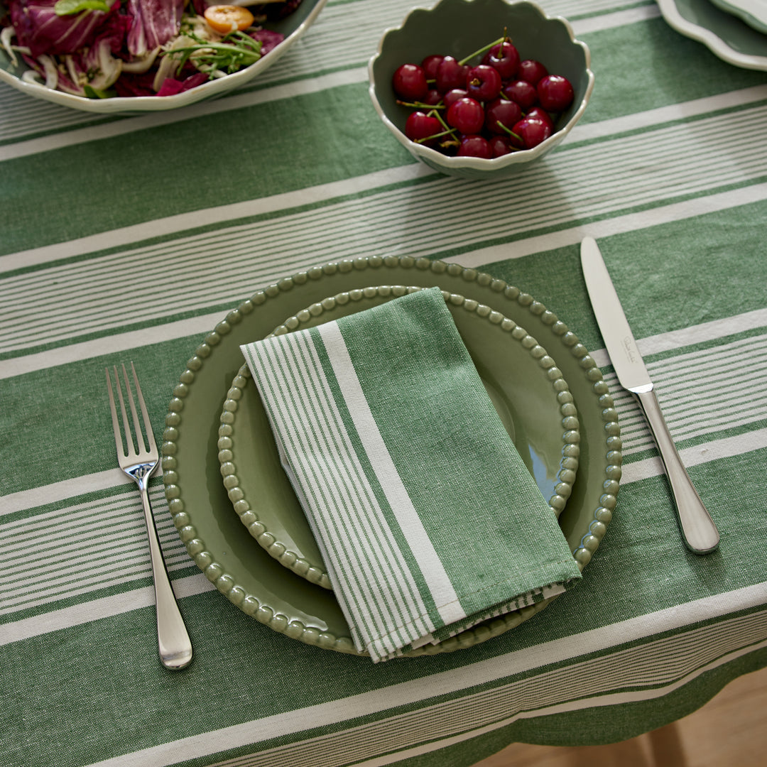 Avery Spruce Green Stripe Napkin Set/4