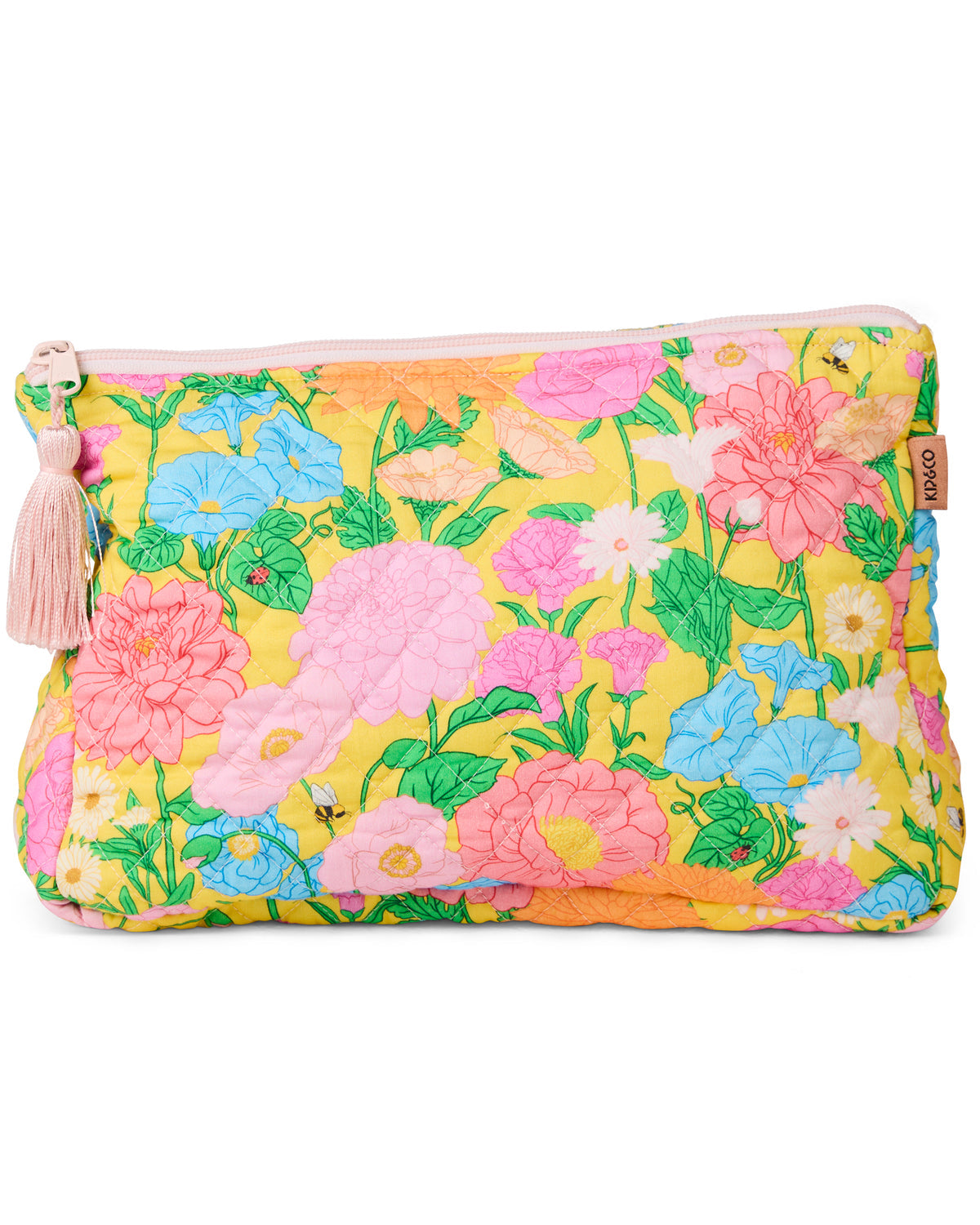 Follow The Sun Yellow Quilted Cotton Toiletry Purse