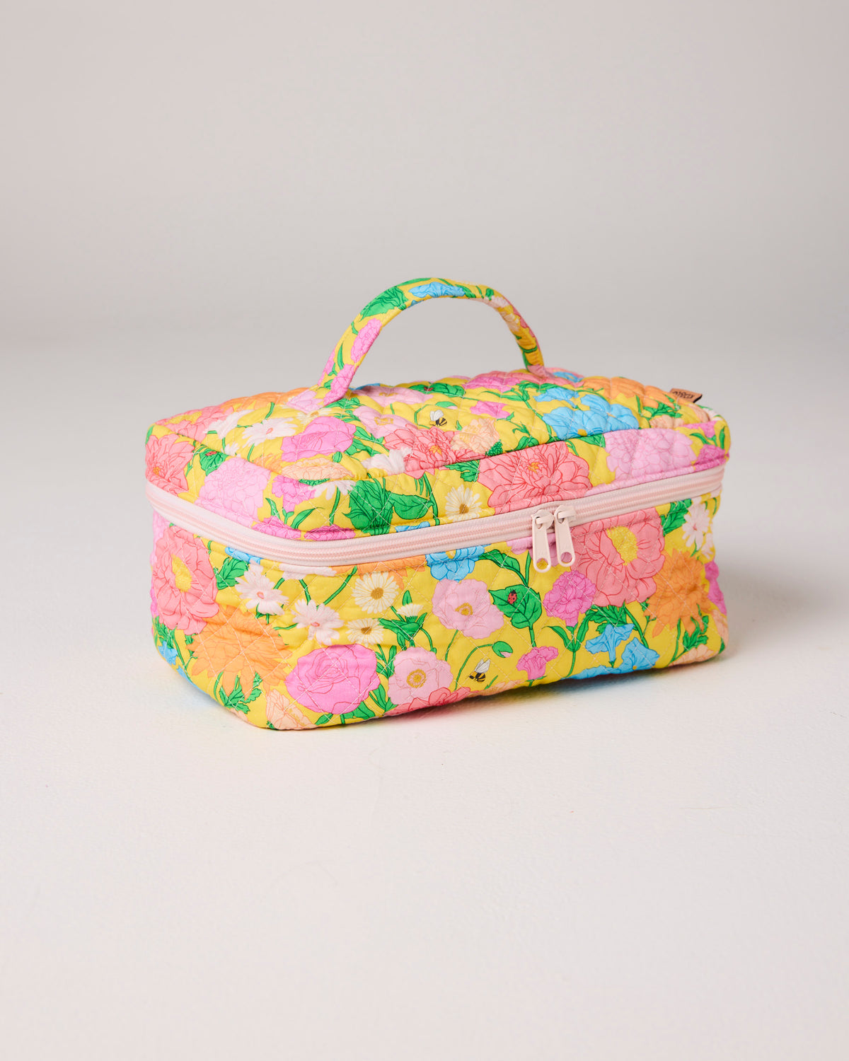 Follow The Sun Yellow Quilted Cotton Toiletry Case