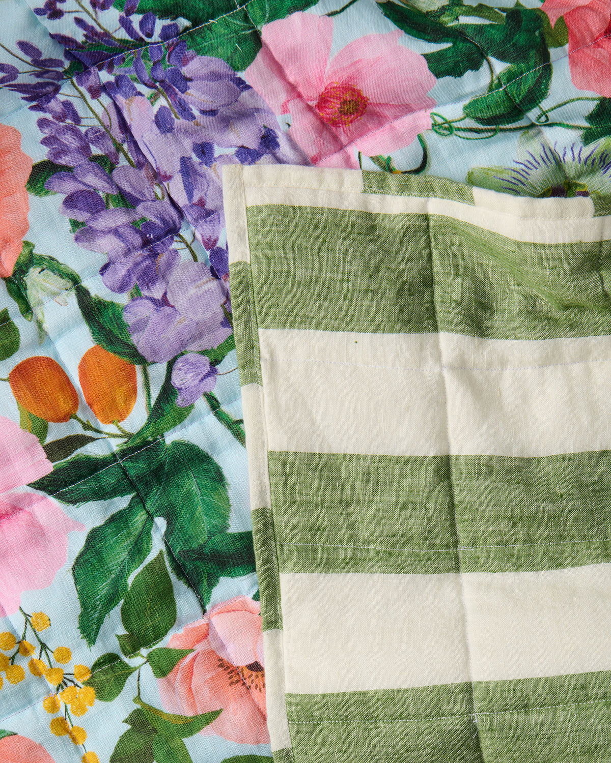 Spring In The Air Reversible Linen Quilted Bedspread