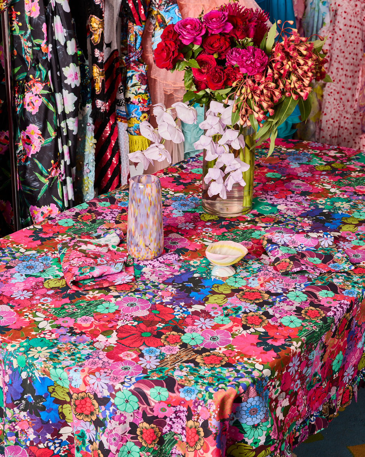 Kip&Co x Romance Was Born Flower Power Pink Tablecloth Standard Rectangular