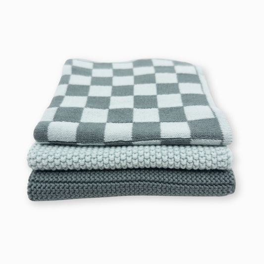 Dishcloth Variety 3pk - Sea Foam Chequer