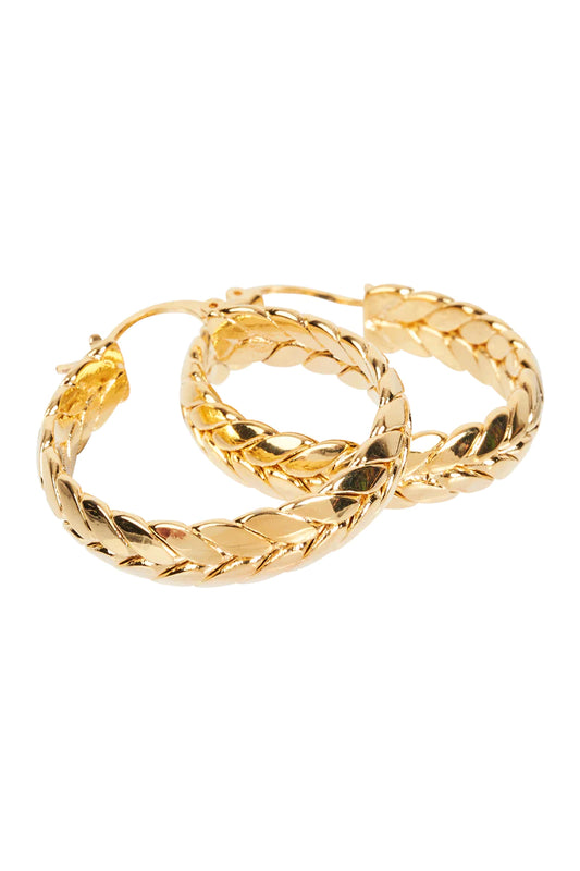 Mayan Hoop Gold Braid Earrings - eb&ive