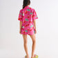 Cherry Blossom Adult Organic Cotton Short Sleeve Shirt & Short Pyjama Set
