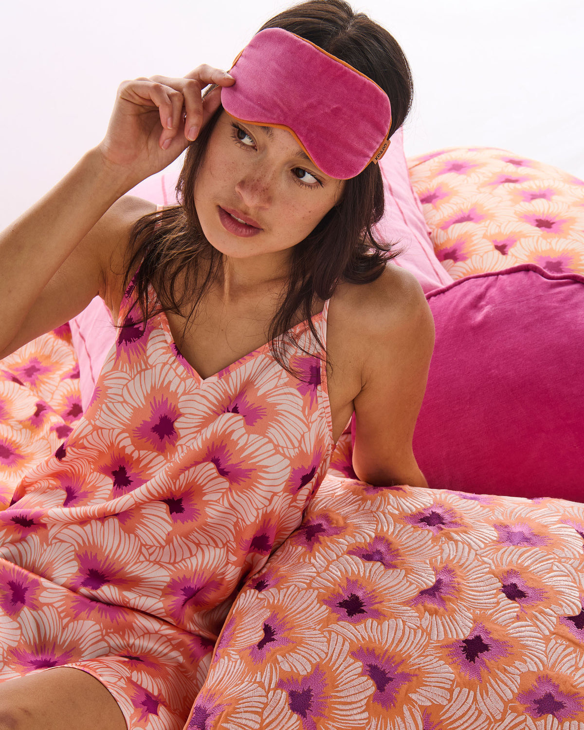 Hibiscus Peach Adult Eco Satin Cami Nightie