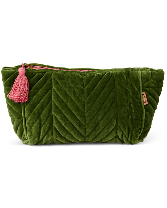 Moss Velvet Toiletry Bag