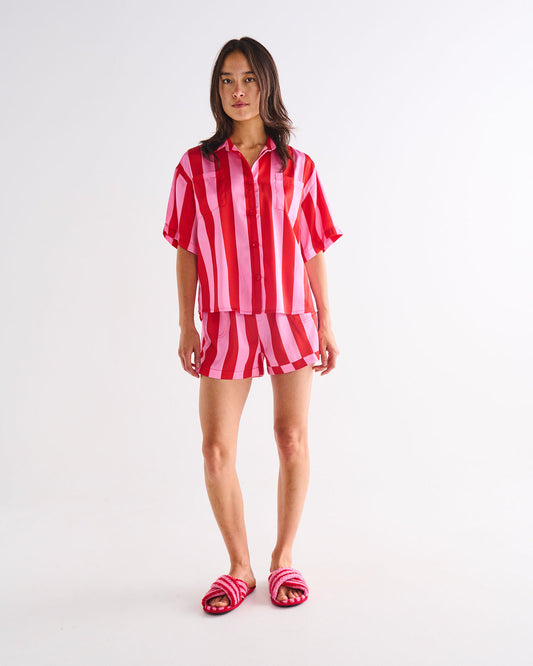 Santa Baby Adult Satin Short Sleeve Shirt & Short Pyjama Set