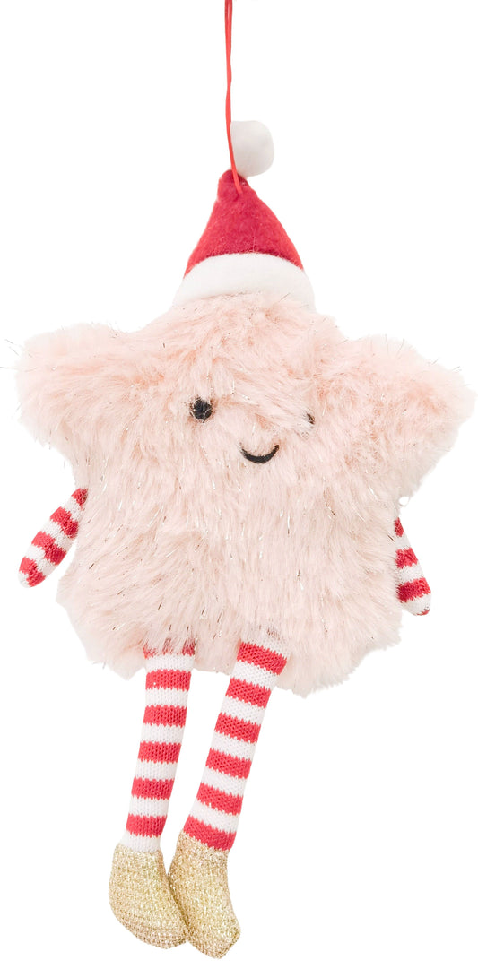 Fluffy Star Hanging Decoration Pink