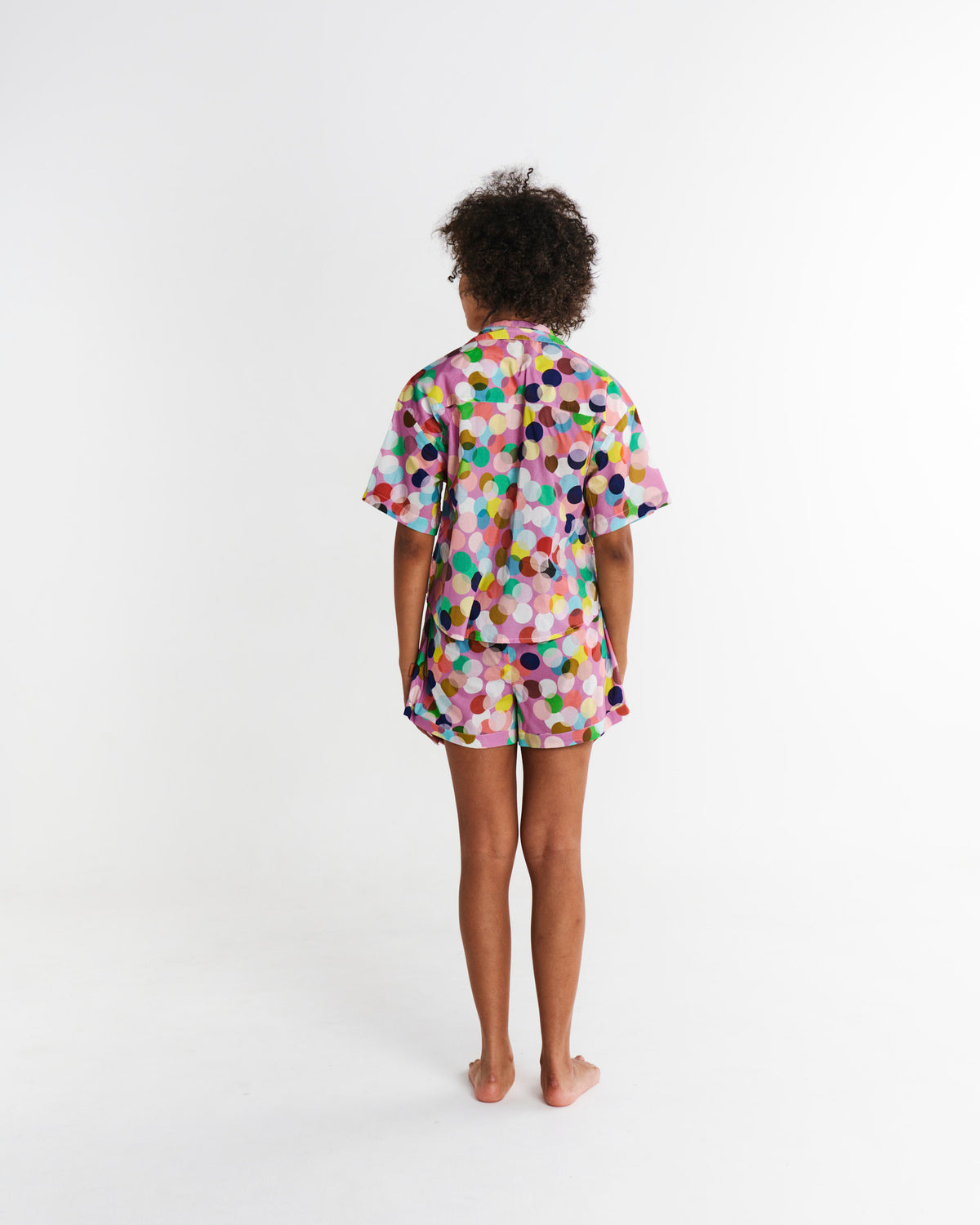 Confetti Pink Organic Short Sleeve Shirt & Short Pyjama Set - Kip&Co