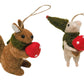 Mouse & Squirrel Holding Toadstool Hanging Decoration