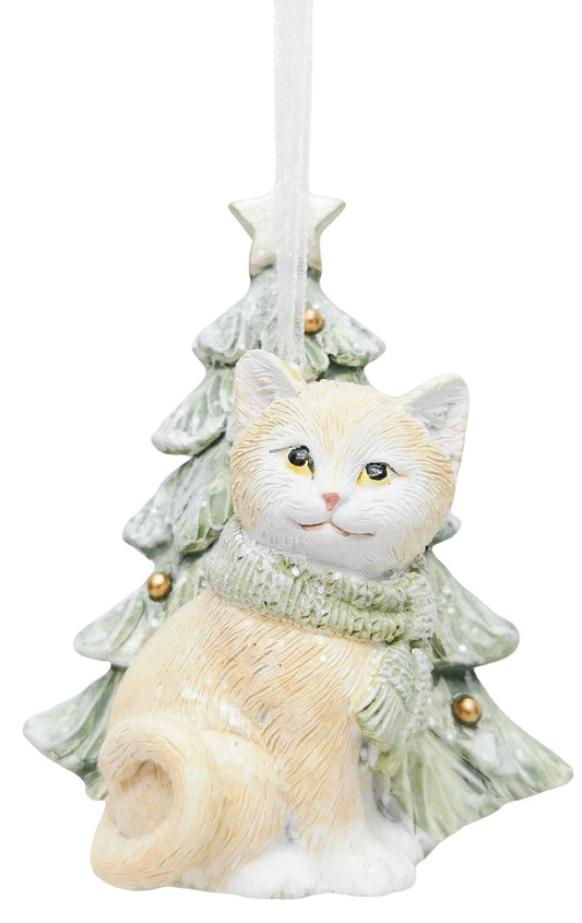 Cat with Tree Resin Hanging Decoration