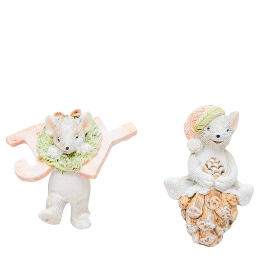 Mice in Joy & Acorn Resin Hanging Decoration