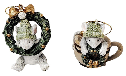 Playful Christmas Mice Hanging Decorations