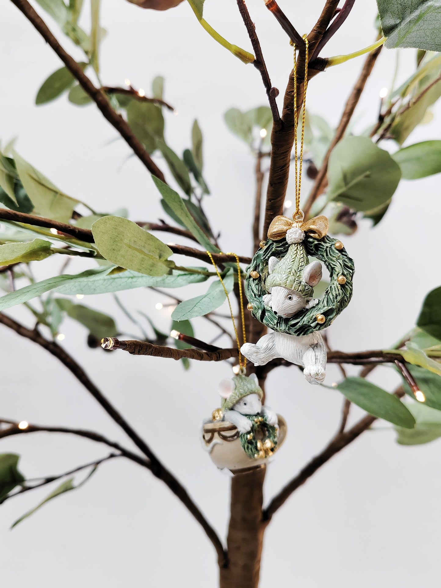 Playful Christmas Mice Hanging Decorations