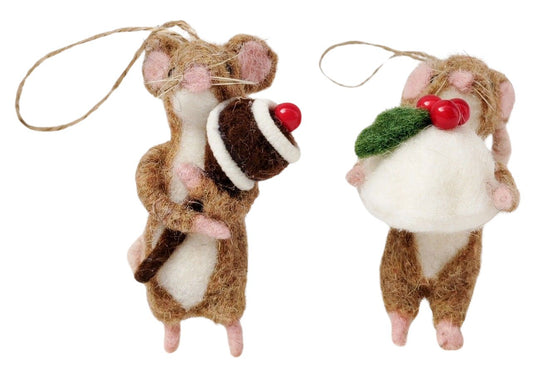 Mouse Feast Holding Lollipop & Pudding Hanging Decorations