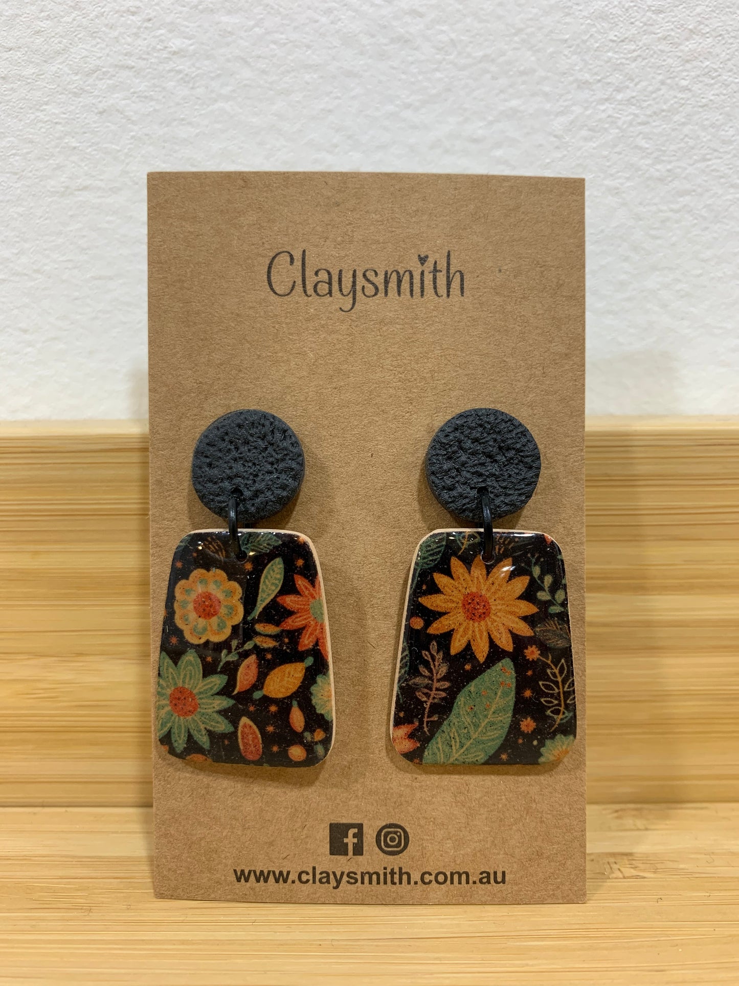 Black Floral Earrings - Claysmith