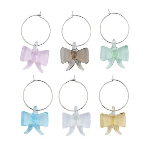 Bows Set/6 Glass Wine Charms