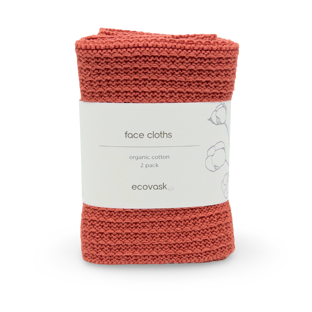 Face Cloths 2pk - Coral