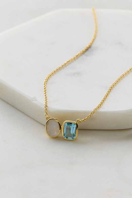 Skylar Necklace - Moonstone/Blue Topaz