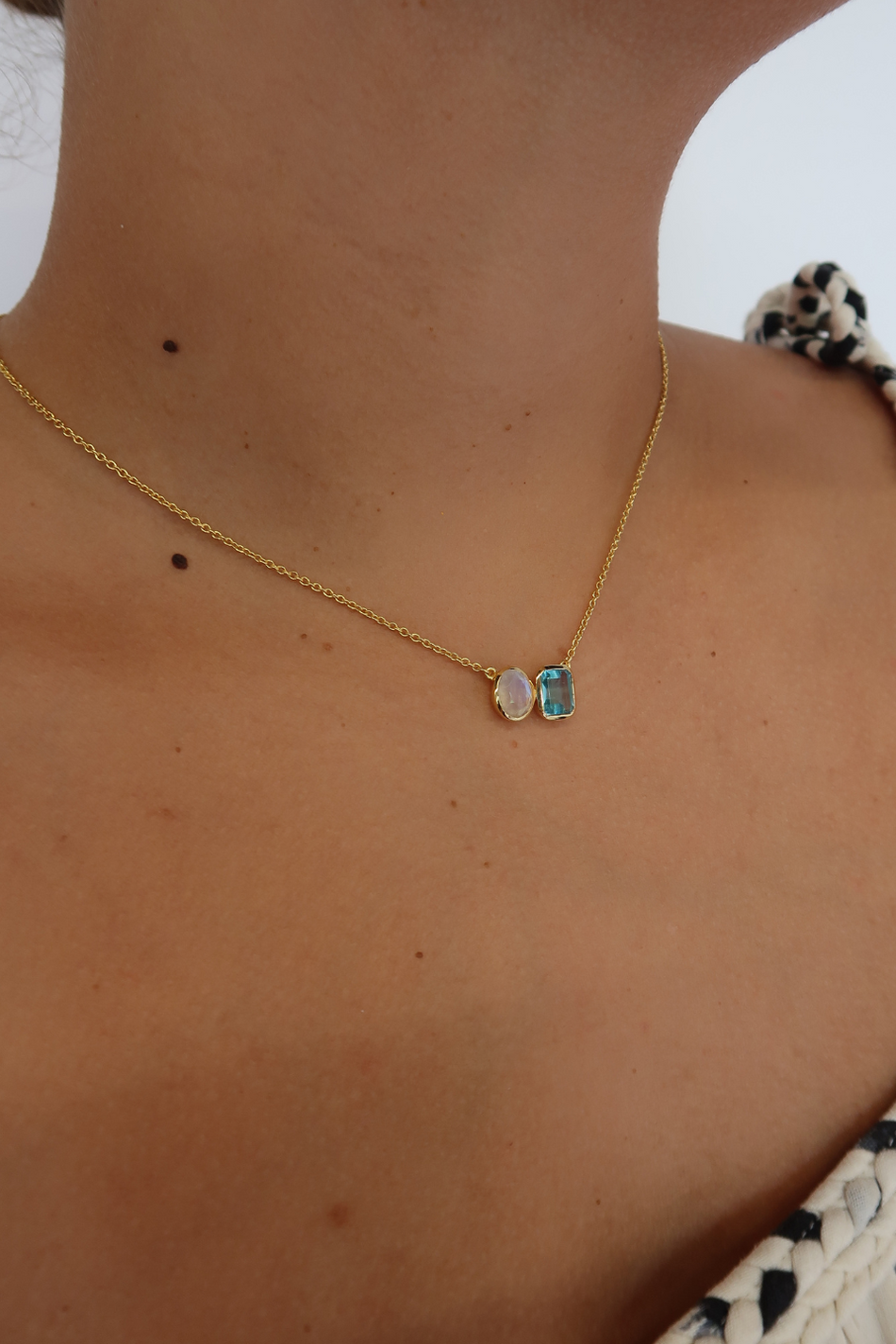 Skylar Necklace - Moonstone/Blue Topaz