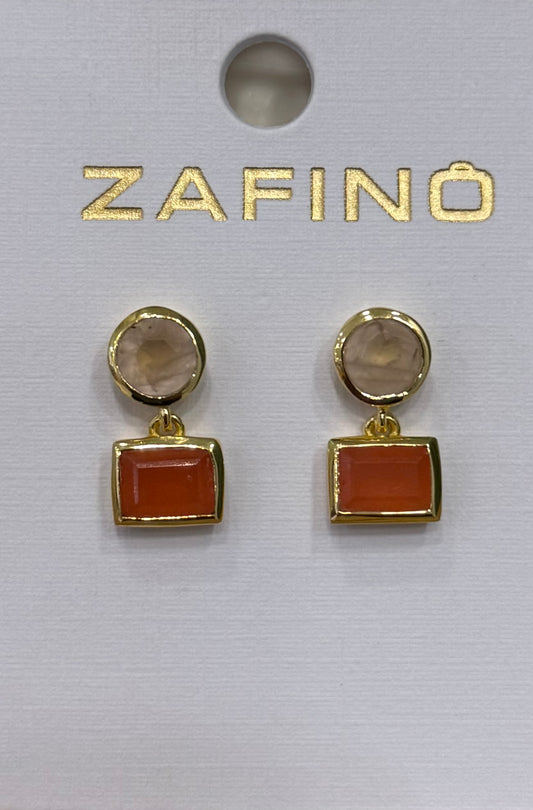 Jess Earring Rose Quartz/Orange Jade