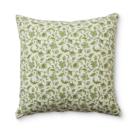 Floriana Green Block Print Cushion