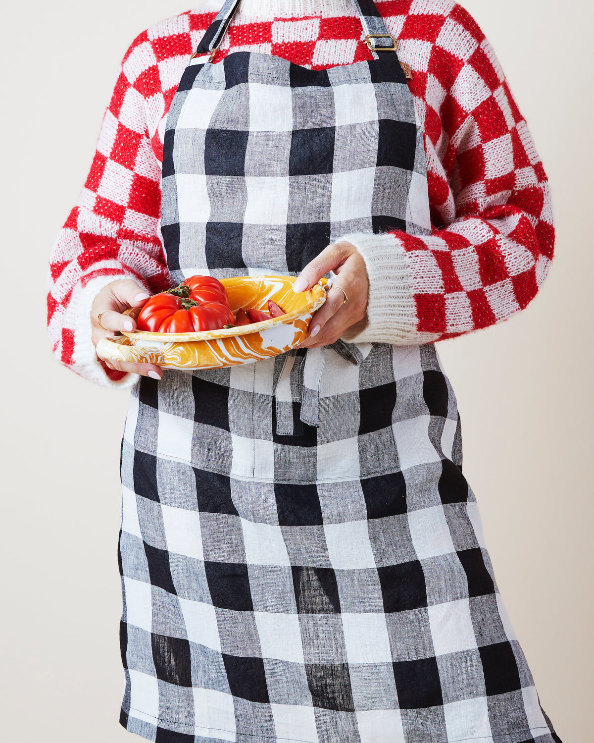 Black & White Gingham Linen Apron- Kip&Co