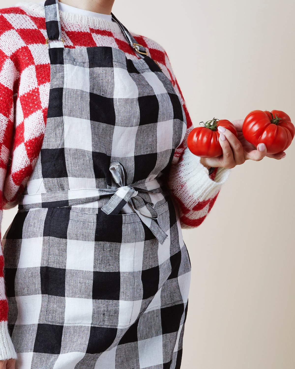 Black & White Gingham Linen Apron- Kip&Co