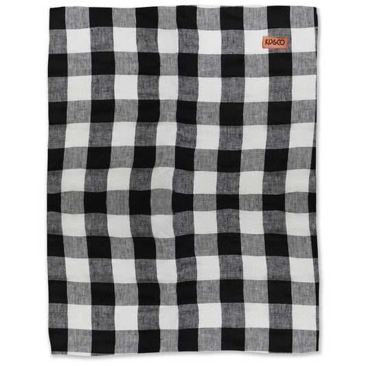 Black & White Gingham Linen Tea Towel- Kip&Co