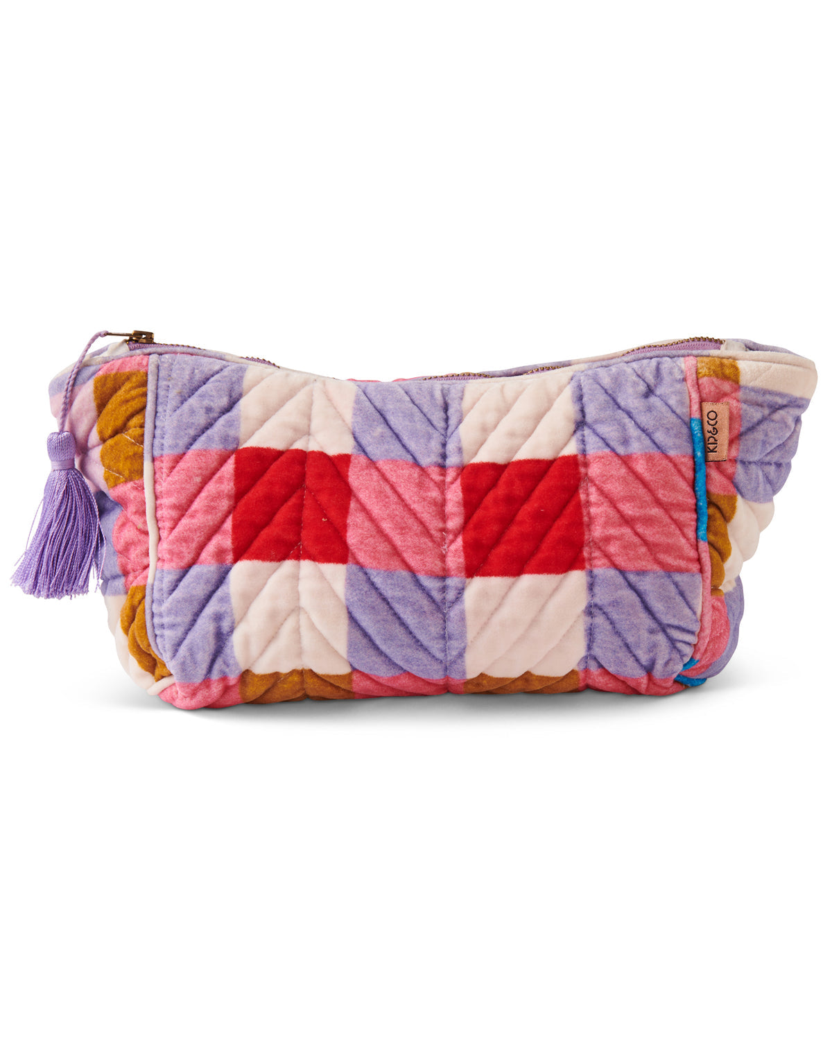 Summer Check Velvet Toiletry Bag- Kip&Co