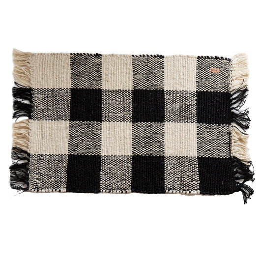 Black & White Gingham Jute Floor Mat