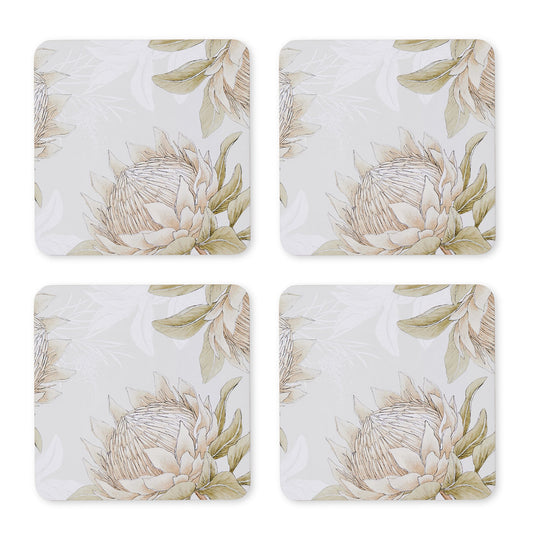 King Protea Square Coaster Set/4 - Madras Link