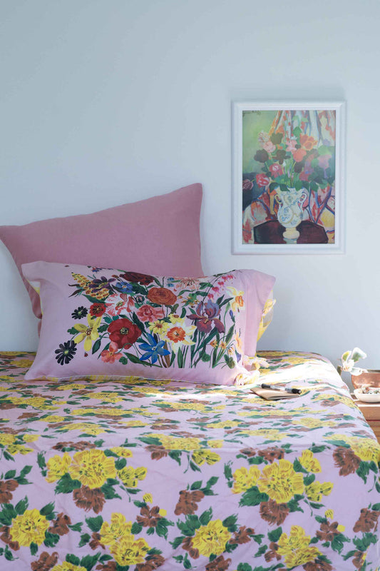 Rainbow Bunch Pink Pillowcase Set - Lazybones