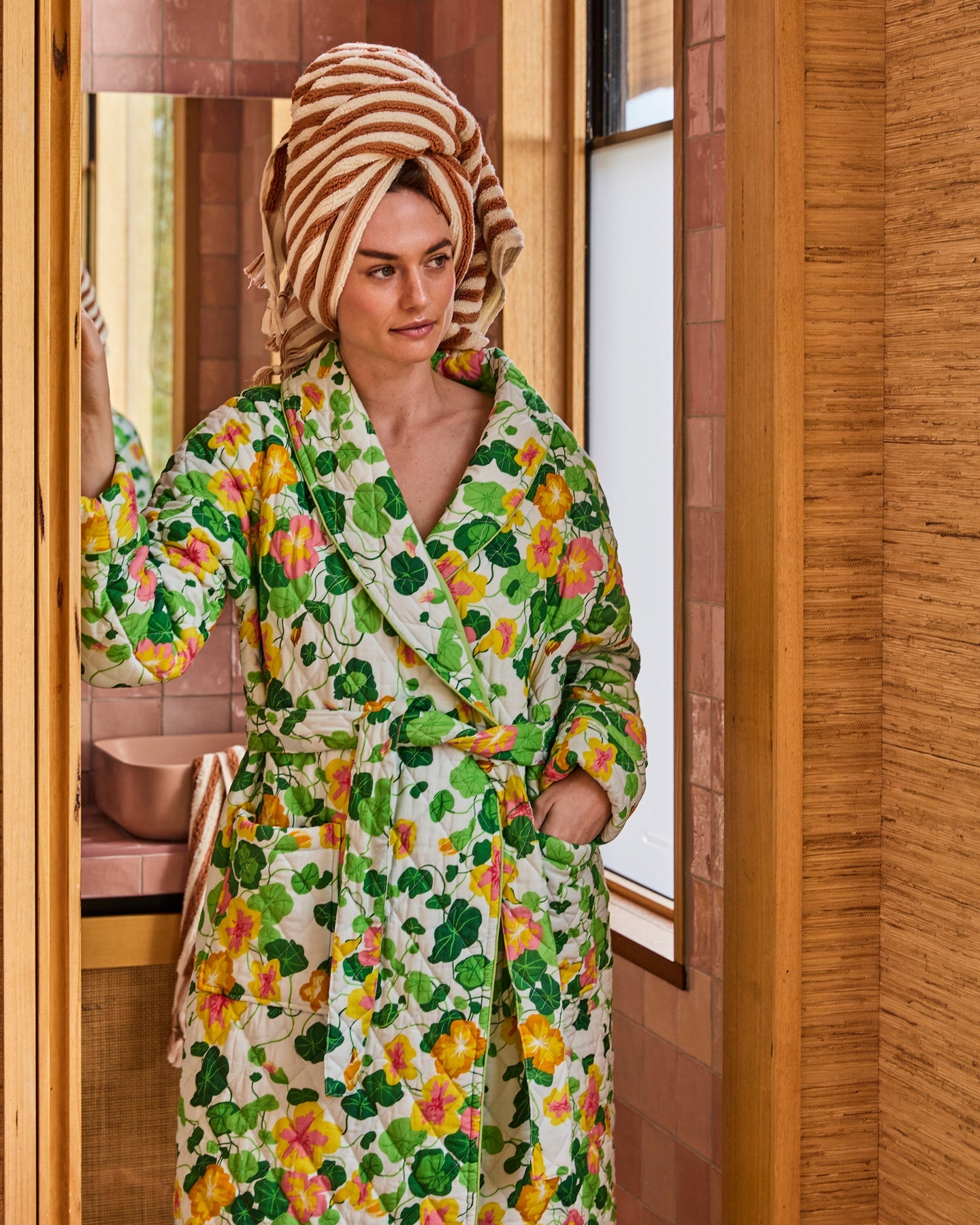 Nasturtium Quilted Cotton Robe