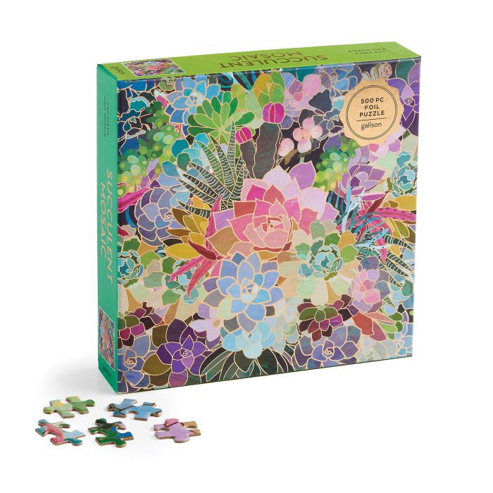 Succulent Mosaic Foil 500 Piece Puzzle - Galison