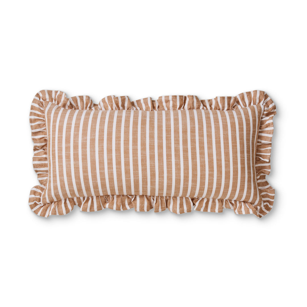 Ruffles Cinnamon Stripe Cushion