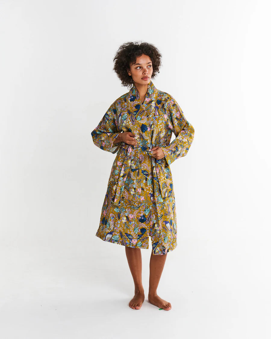 Birds Of Paradise Linen Robe - Kip&Co